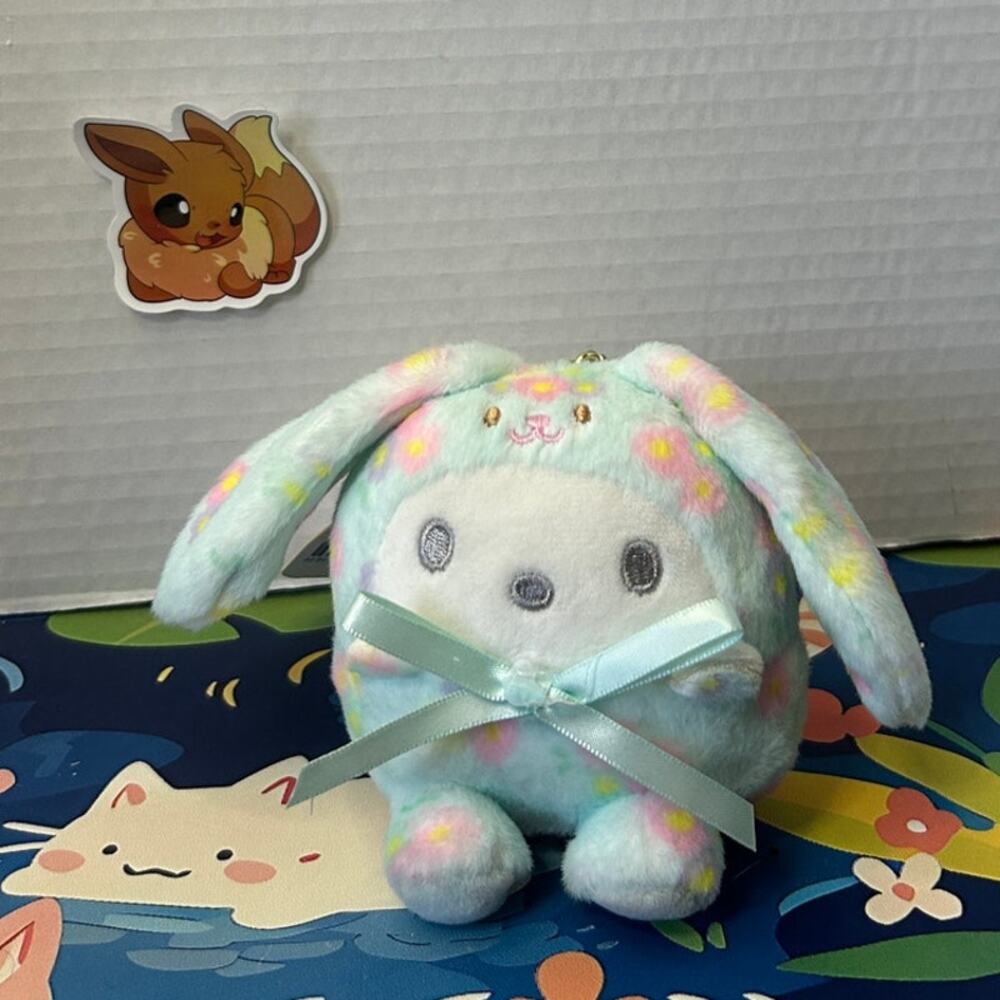 [MINOR FLAW] Pochacco Floral Bunny Plush Keychain Stuffed Animal Toy Doll